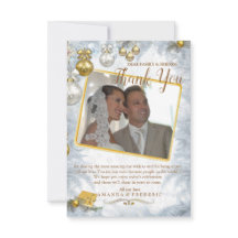 Witte kerst bruiloft dank u kaart