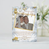 Witte kerst bruiloft dank u kaart (Staand voorkant)