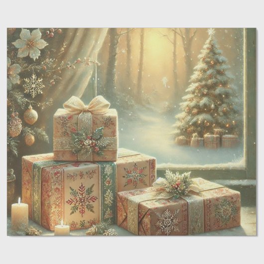 witte kerst cadeaupapier (Vlak)