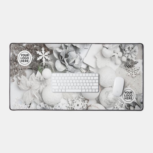 Witte Kerst Collage Desk Mat Muismat (Keyboard & Muis)