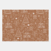 Witte kerst contouren op bruin inpakpapier vel (Voorkant 2)