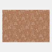 Witte kerst contouren op bruin inpakpapier vel (Voorkant)