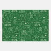Witte kerst contouren op donkergroen inpakpapier vel (Voorkant 2)
