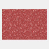 Witte kerst contouren op Fire Brick Red Inpakpapier Vel (Voorkant 3)