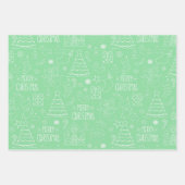 Witte kerst contouren op Grass Green Inpakpapier Vel (Voorkant 2)