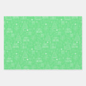 Witte kerst contouren op groen inpakpapier vel (Voorkant)