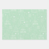 Witte kerst contouren op lichtgroen inpakpapier vel (Voorkant 2)