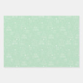 Witte kerst contouren op lichtgroen inpakpapier vel (Voorkant)