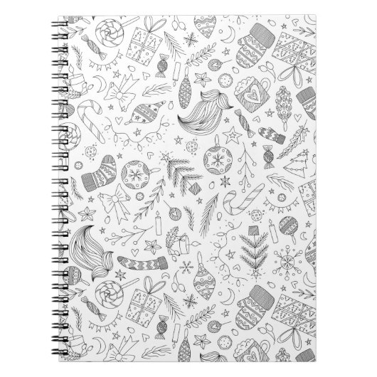 Witte Kerst Doodles Notitieboek (Voorkant)