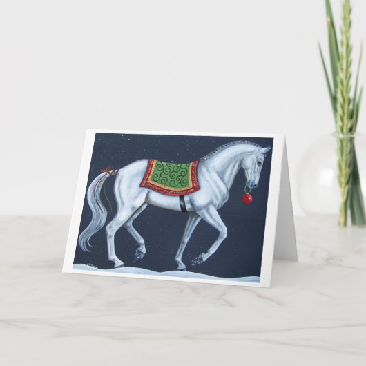 Witte Kerst Dressuur Warmbloed Kaart (Voorkant)