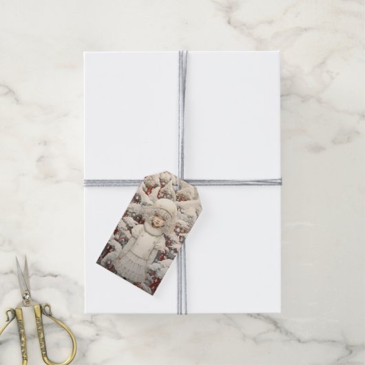 Witte kerst dromen cadeaulabel (Met Touw)