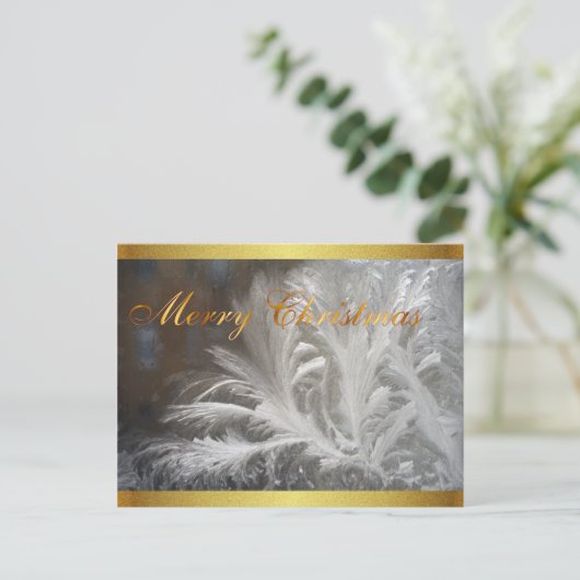 Witte kerst en goud feestdagenkaart (Staand voorkant)