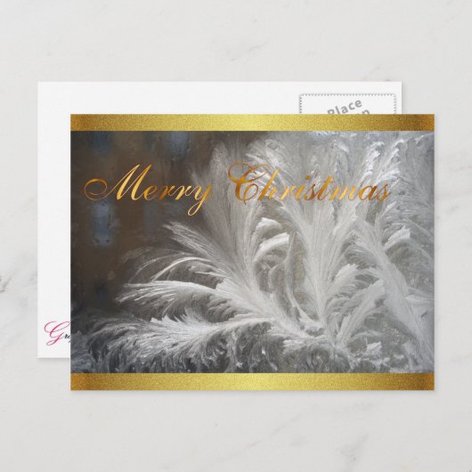 Witte kerst en goud feestdagenkaart (Voorkant / Achterkant)