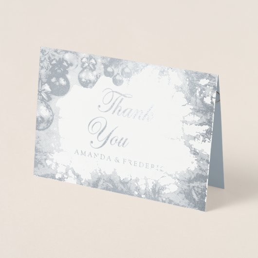 Witte Kerst FOLIE BEDANKT Bruiloftsfeest Kaart (Voorkant)