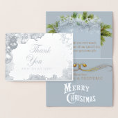 Witte Kerst FOLIE BEDANKT Bruiloftsfeest Kaart (Display)