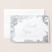 Witte Kerst FOLIE BEDANKT Bruiloftsfeest Kaart (Voorkant met envelop)