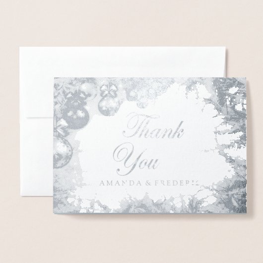 Witte Kerst FOLIE BEDANKT Bruiloftsfeest Kaart (Voorkant met envelop)