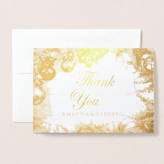 Witte Kerst FOLIE BEDANKT Bruiloftsfeest Kaart (Voorkant met envelop)