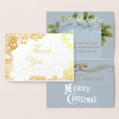 Witte Kerst FOLIE BEDANKT Bruiloftsfeest Kaart (Display)