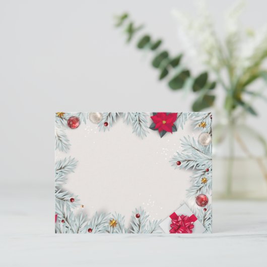 Witte Kerst Frame Achtergrond Feestdagenkaart (Staand voorkant)