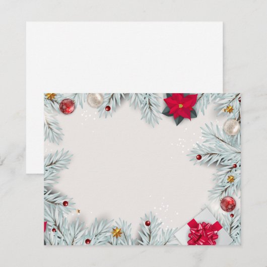 Witte Kerst Frame Achtergrond  Feestdagenkaart (Voorkant / Achterkant)
