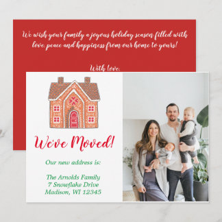 Witte Kerst Gingerbread Home Foto Verhuizen Feestdagenkaart