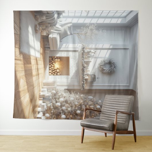 Witte Kerst Glow Achtergrondpaneel Wandkleed (In Situ (horizontaal))