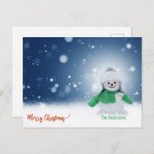 Witte Kerst Grappige Sneeuwman Kerstmis Vakantieka Feestdagenkaart (Voorkant / Achterkant)