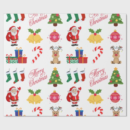 Witte Kerst Iconen Wrapping Papier (Vlak)