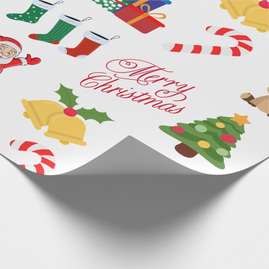 Witte Kerst Iconen Wrapping Papier (Hoek)