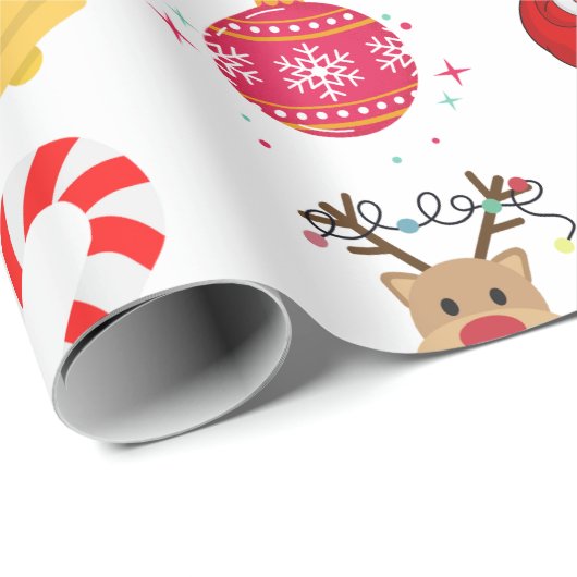 Witte Kerst Iconen Wrapping Papier (Rol Hoek)