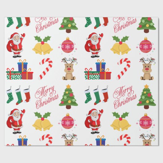 Witte Kerst Iconen Wrapping Papier (Zoom)