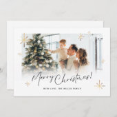 Witte Kerst Kaart Familie Foto (Voorkant / Achterkant)