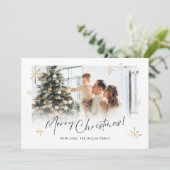 Witte Kerst Kaart Familie Foto (Staand voorkant)