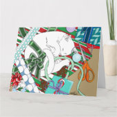 witte kerst kat kaart (Voorkant)