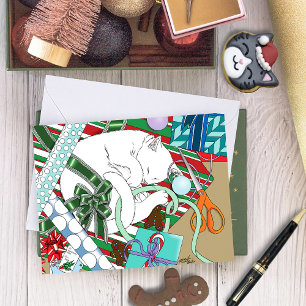 witte kerst kat kaart