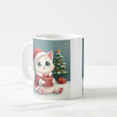 Witte Kerst Kat Mok (Voorkant links)