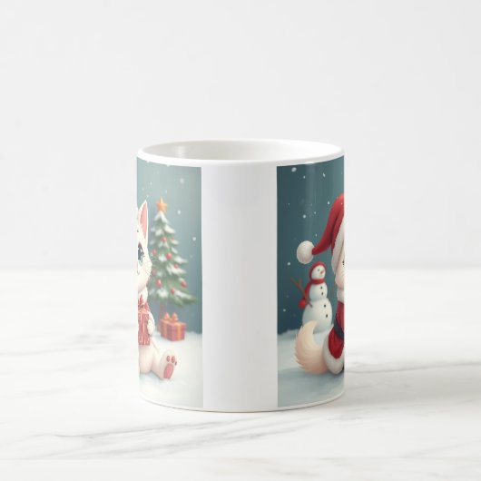 Witte Kerst Kat Mok (Center)