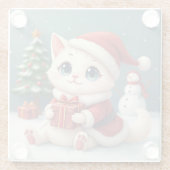 Witte Kerst Kat Onderzetter (Achterkant)