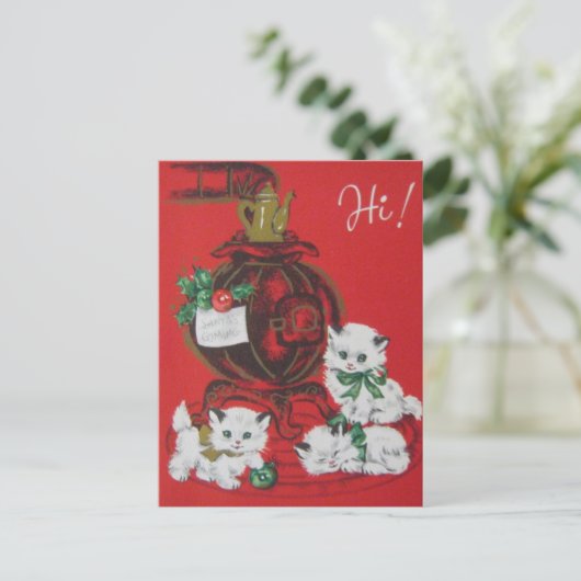 -witte kerst Kittens Feestdagenkaart (Staand voorkant)