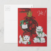 -witte kerst Kittens Feestdagenkaart (Voorkant / Achterkant)