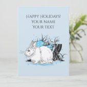 witte kerst Konijn Haas Kaart (Staand voorkant)