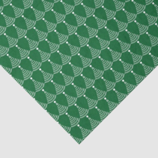 Witte Kerst Krabbelbomen op Groene Achtergrond Tissuepapier (Detail)