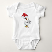 Witte Kerst Kuiken, Vakantie Kuiken, Santa Chick Romper (Voorkant)