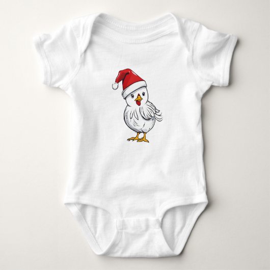 Witte Kerst Kuiken, Vakantie Kuiken, Santa Chick Romper (Voorkant)