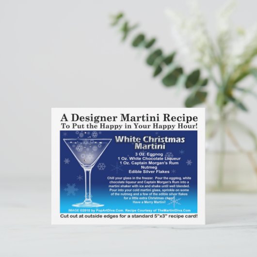 Witte Kerst Martini Recept Briefkaart (Staand voorkant)