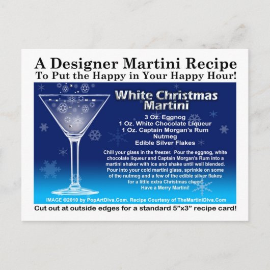 Witte Kerst Martini Recept Briefkaart (Voorkant)