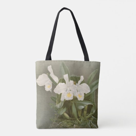  witte kerst orchidee florale canvas tas (Achterkant)