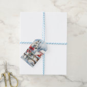 Witte Kerst Paard en Kardinaal Cadeaulabel (Met Touw)
