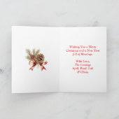 Witte Kerst Paard en Kardinaal Gepersonaliseerd Feestdagen Kaart (Binnen)